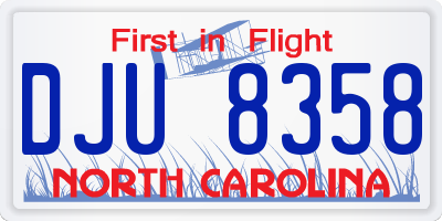 NC license plate DJU8358