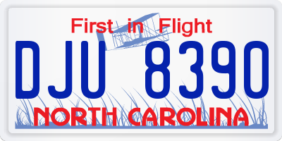 NC license plate DJU8390