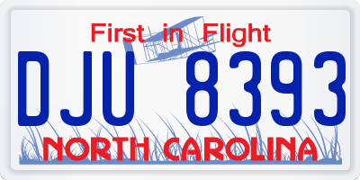 NC license plate DJU8393