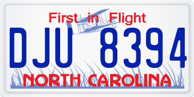 NC license plate DJU8394