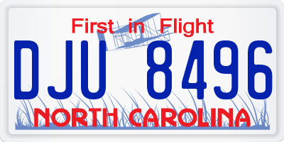 NC license plate DJU8496