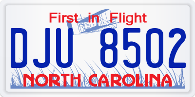 NC license plate DJU8502