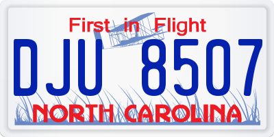 NC license plate DJU8507