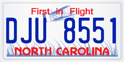 NC license plate DJU8551