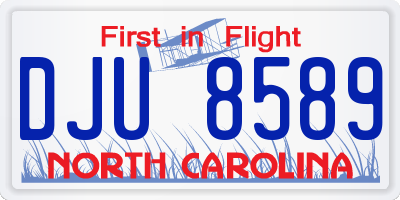 NC license plate DJU8589