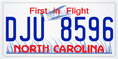 NC license plate DJU8596