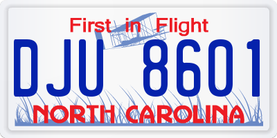 NC license plate DJU8601