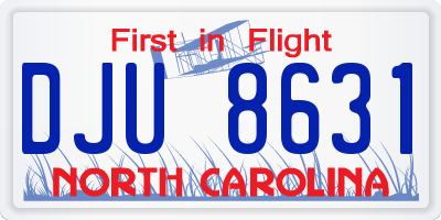 NC license plate DJU8631