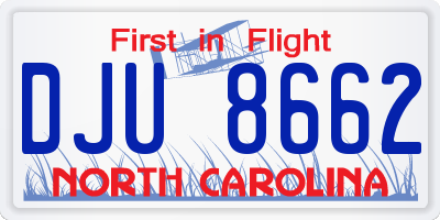 NC license plate DJU8662
