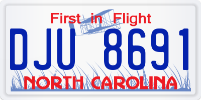 NC license plate DJU8691