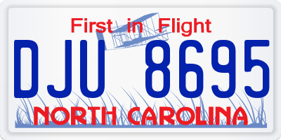 NC license plate DJU8695