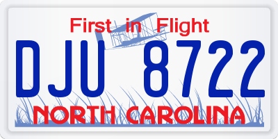 NC license plate DJU8722