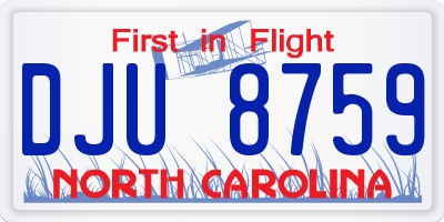 NC license plate DJU8759