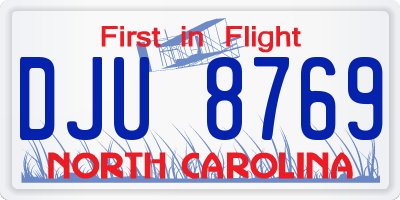 NC license plate DJU8769