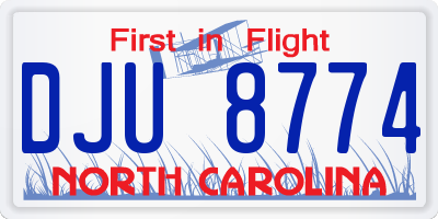 NC license plate DJU8774