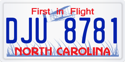 NC license plate DJU8781