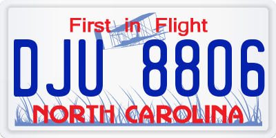 NC license plate DJU8806