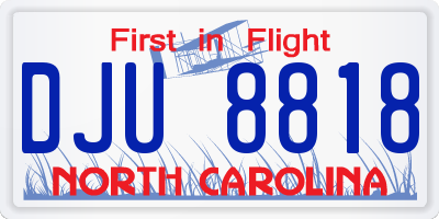 NC license plate DJU8818