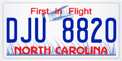 NC license plate DJU8820