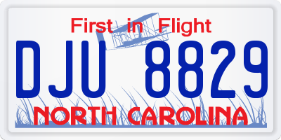 NC license plate DJU8829