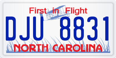 NC license plate DJU8831