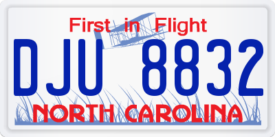 NC license plate DJU8832