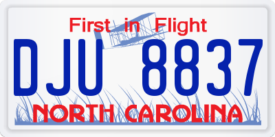 NC license plate DJU8837