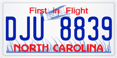 NC license plate DJU8839