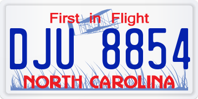 NC license plate DJU8854