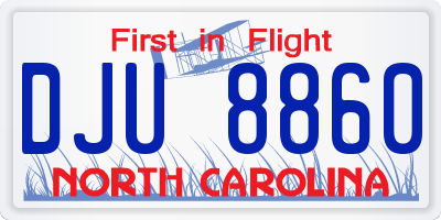 NC license plate DJU8860