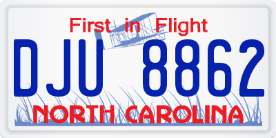 NC license plate DJU8862