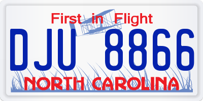 NC license plate DJU8866