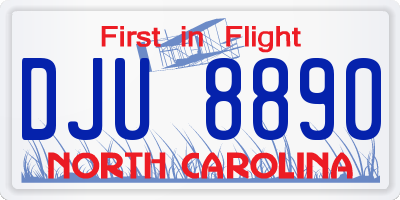 NC license plate DJU8890