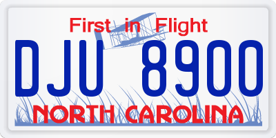 NC license plate DJU8900