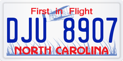 NC license plate DJU8907