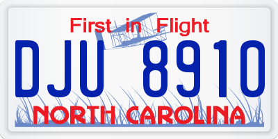 NC license plate DJU8910
