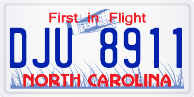 NC license plate DJU8911