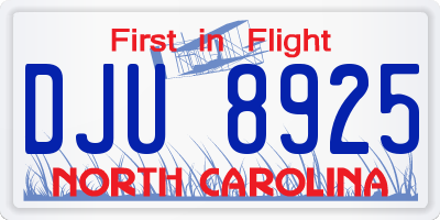 NC license plate DJU8925