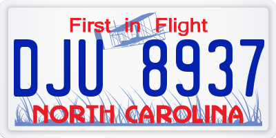 NC license plate DJU8937