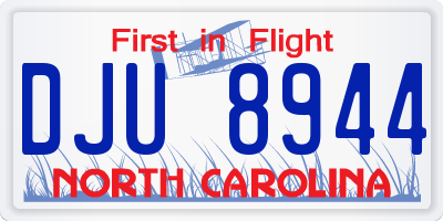 NC license plate DJU8944