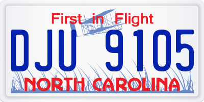 NC license plate DJU9105