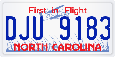NC license plate DJU9183