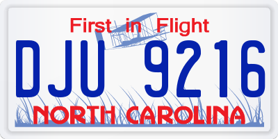 NC license plate DJU9216