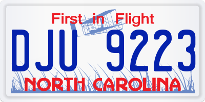 NC license plate DJU9223