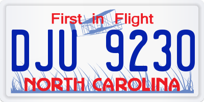 NC license plate DJU9230