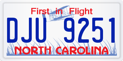 NC license plate DJU9251