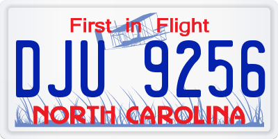 NC license plate DJU9256