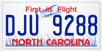 NC license plate DJU9288
