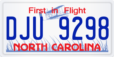 NC license plate DJU9298