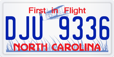NC license plate DJU9336